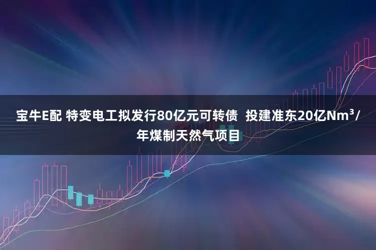 宝牛E配 特变电工拟发行80亿元可转债  投建准东20亿Nm³/年煤制天然气项目
